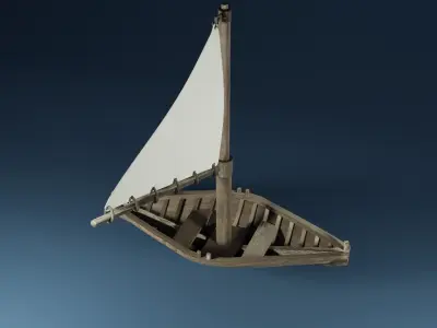 Sailboat with a triangle mast 3D model