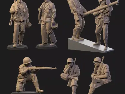 USA Soldiers ww2 3D Model Collection
