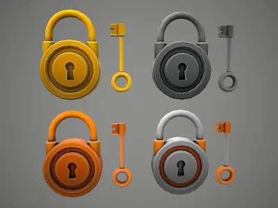 PADLOCK 6 CARTOON STYLIZED Low-poly 3D model