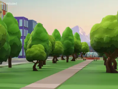 Cartoon City District 3D model