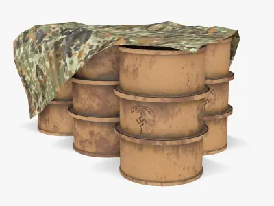 WW2 Water Storage Assets 01 Low-poly 3D model