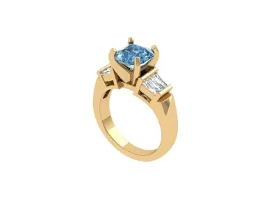 Radiant Solitaire Ring 3D print model 5