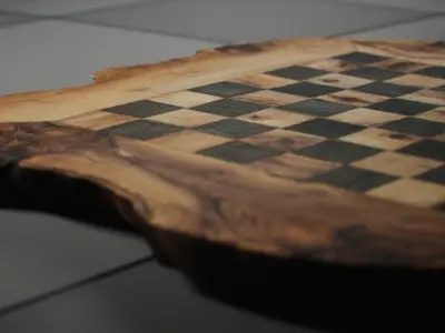 Handmade Vintage Wooden Chess Board 3D model