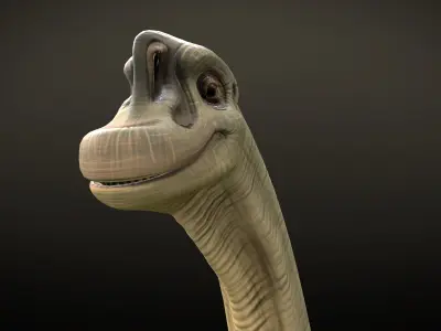 Brachiosaurus Dinosaur Rig and Animations Low-poly 3D model