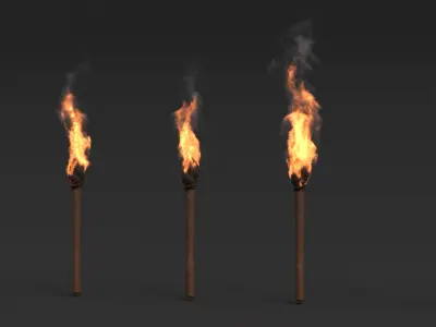 Volumetric Handheld Torch Flame VDB Set for Blender 3D model