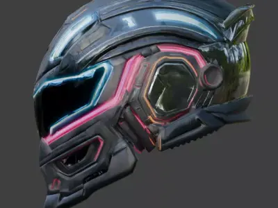 Cyber-Industrial Pilot Helmet 3D Model Low-poly 3D model purchase