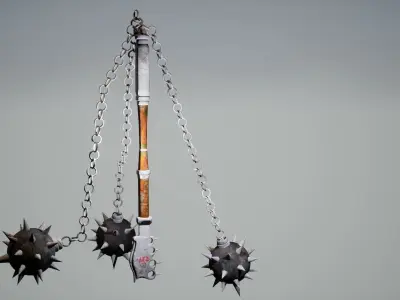3 Headed Spiked Mace Low-poly 3D model