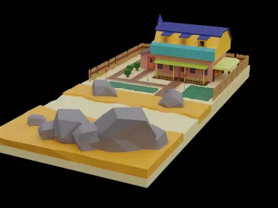 House in the desert Free low-poly 3D model