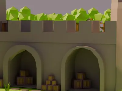Stylized Low Poly Medieval Island Scene Free low-poly 3D model