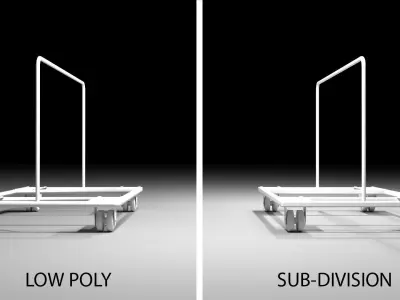 Trolley 4 metal stand with two legs 3D model