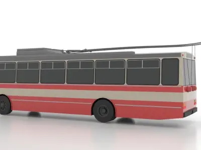 Trolleybus Skoda-14Tr Low Low-poly 3D model