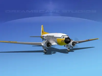 Douglas C-47 Dakota USAF V02 3D model
