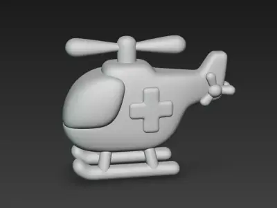 Cute Toy Rescue Helicopter 3D Model  Low-poly 3D model