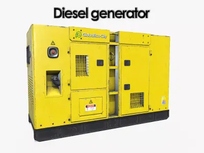 Diesel generator yellow Low-poly 3D model