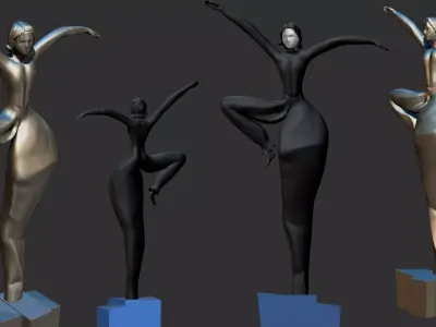 fantasy ballet fat girl statue 3D print model