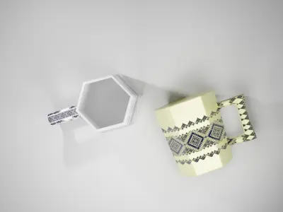 Two-color mosaic ceramic mug 3D model