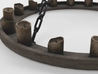 pendant light wagon wheel candle 3D model