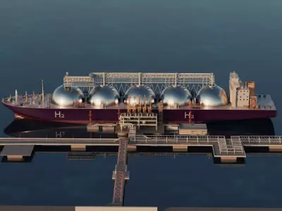 Large Liquid Hydrogen Carrier Ship Low-poly 3D model