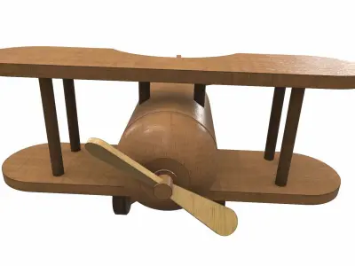 Wooden airplane toy 1 Free 3D model