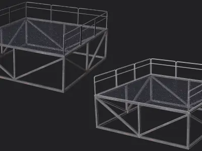 Set of 13 Modular Military Platforms Low-poly 3D model