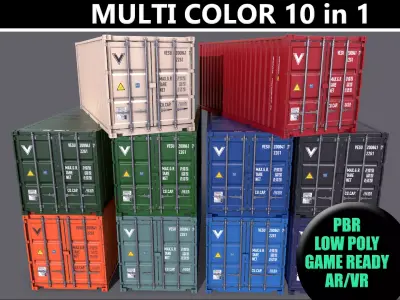 PBR 20 ft Shipping Cargo Container - Multi color Pack