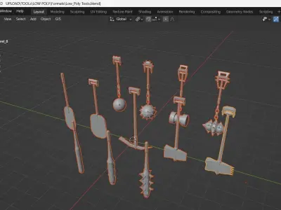 Low Poly Game Tools Low-poly 3D model
