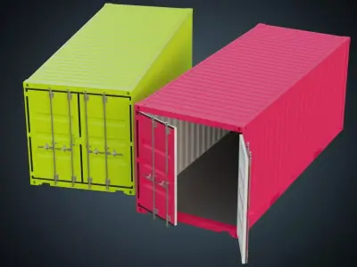 Cargo Container 6 Basic Low-poly 3D model