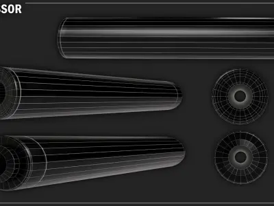 Pistol Suppressor Low-poly 3D model