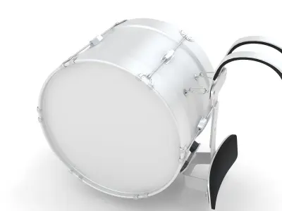 Marching bass drum with carrier pure white 3D model purchase
