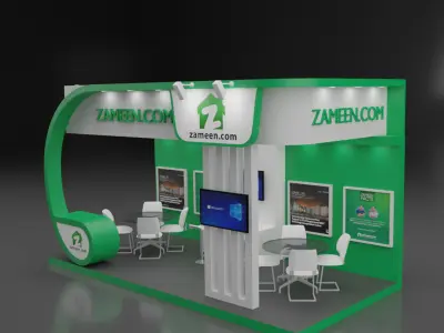 Exhibition Booth 0004 20ft x 10ft x 11ft --Peninsula Type Low-poly 3D model