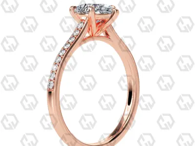 Ring 57 Pear shape pave setting ring with gems 3D print model