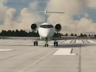 Bombardier Challenger 350 Business Jet in white Low-poly 3D model