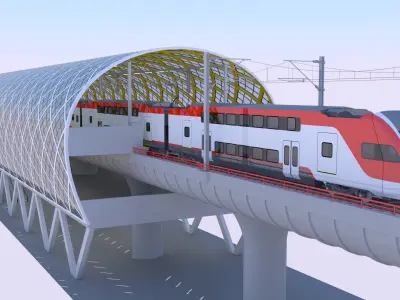 Elevated station with Stadler Kiss USA 3D model