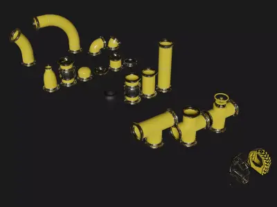 Pipes Modular Set Low-poly 3D model