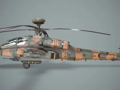 Apache AH-64D Japan Ground Self-Defense Force Complex Animation Low-poly 3D model