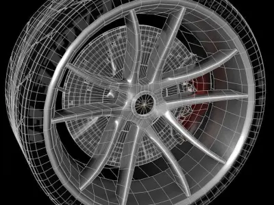 5 Spoke Sports Racing Car Tire and Wheel Free low-poly 3D model