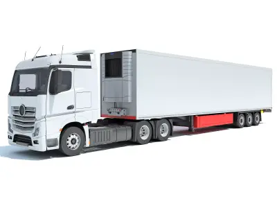 Truck with Reefer Refrigerator Trailer 3D model