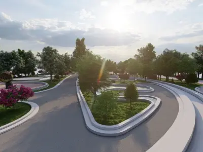 park-public park-Private Park Landscape 3D model 7