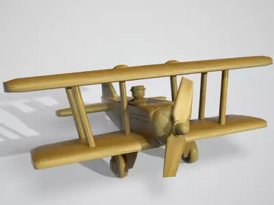 Wooden Airplane Toy  Low-poly 3D model