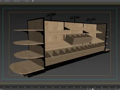 Shelf 3D model 7 wooden with shelves 3D model