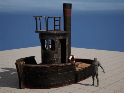 Old Boat Low-poly 3D model