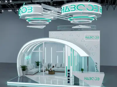 booth 6x8 three  side open and one side close  3D model