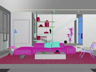 Industrial style living room 3D model