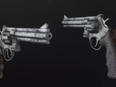 Revolver Low-poly 3D model 4