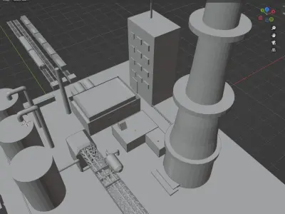 3D Factory Model  Free low-poly 3D model