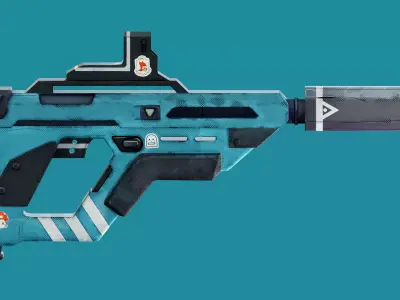 Stylized Sci-Fi Weapon Game Ready 3D Gun PBR  Low-poly 3D model