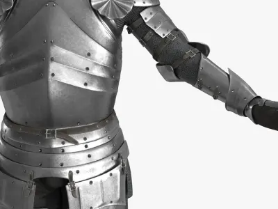 Medieval Knight Gothic Plate Armor Two-Handed Sword T pose Low-poly 3D model