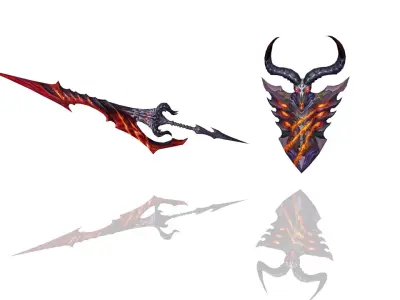 Pure Evil - Sword and Shield Low-poly 3D model