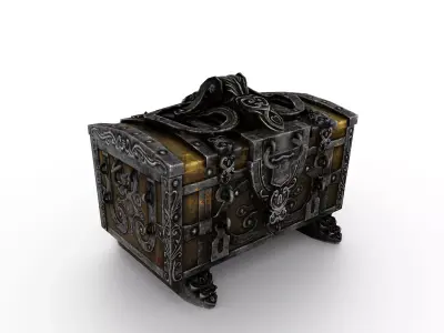 Old Metal Chest Low-poly 3D model