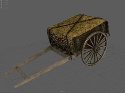 Feudal Japanese Cart Low-poly 3D model